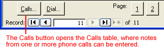 Calls Button on the Contacts Form