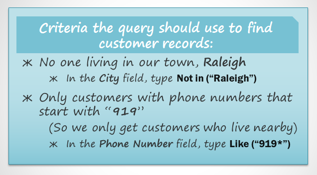 An Illustration of the criteria we will use to build our query