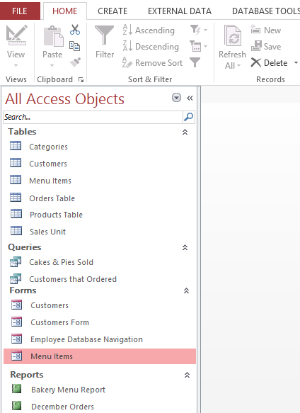 Screenshot of Access 2013