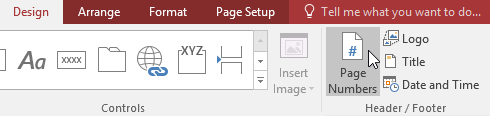 Clicking the Page Numbers command