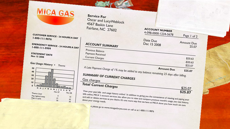 labeled graphic of a gas bill