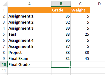 screenshot of Microsoft Excel