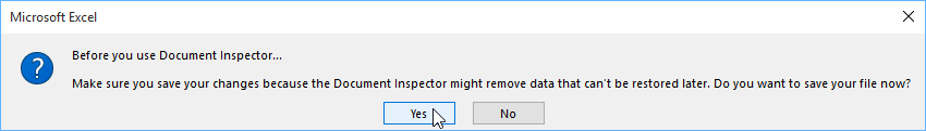 Document Inspector warning