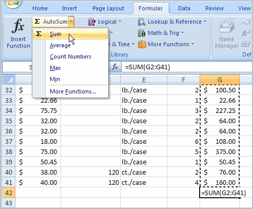 Calculate Sum with AutoSum