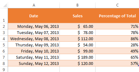 Screenshot of Excel 2013