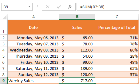 Screenshot of Excel 2013