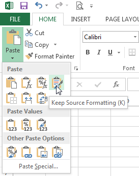 Screenshot of Excel 2013