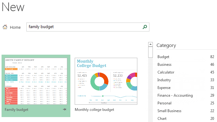 Screenshot of Excel 2013