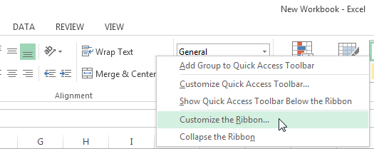 Screenshot of Excel 2013