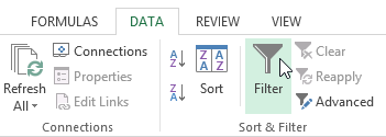 Screenshot of Excel 2013