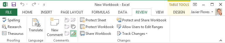 Screenshot of Excel 2013