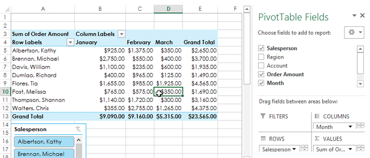 Screenshot of Excel 2013