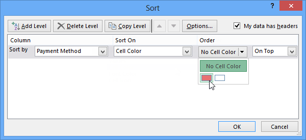 Screenshot of Excel 2013