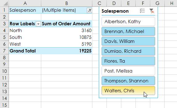 adjusting the pivottable