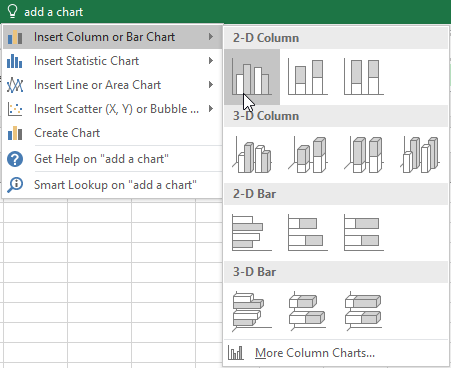 Results from the Tell me bar