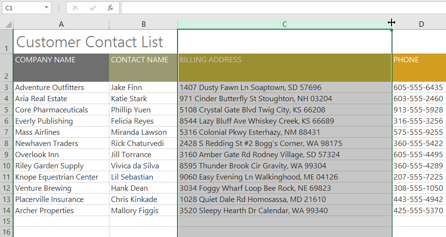 autofitting the column width