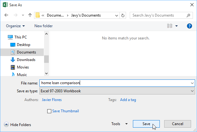 Saving as an Excel 97-2003 workbook