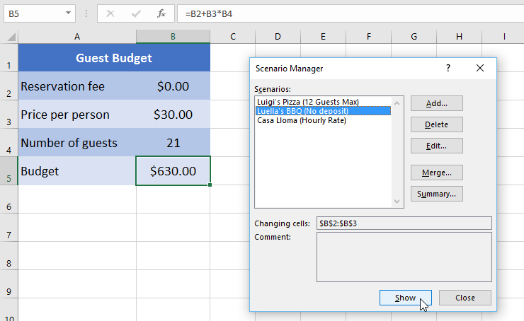 using the Scenarios Manager