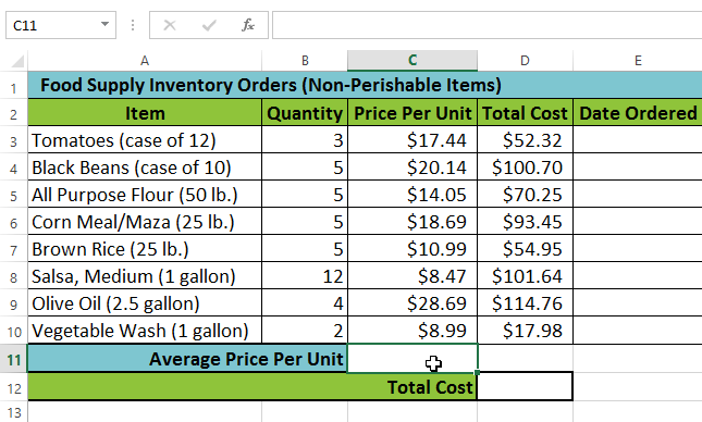 Screenshot of Excel 2013