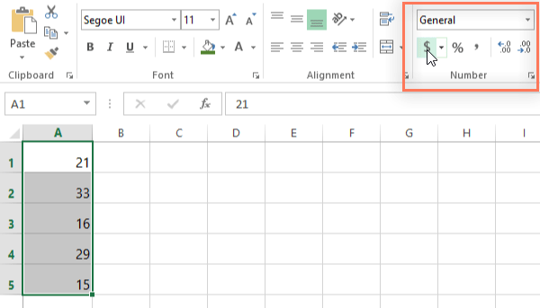 screenshot of excel 2013