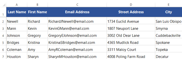 screenshot of excel 2013