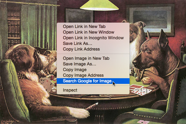 Starting a search by image in the context menu.