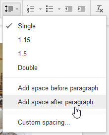 Adding space before a paragraph