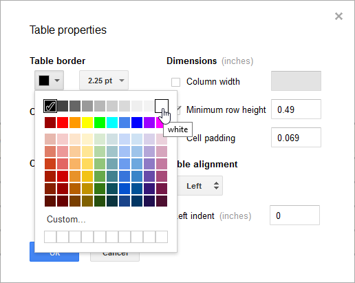 Modifying the border color