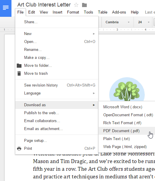 Screenshot of Google Drive