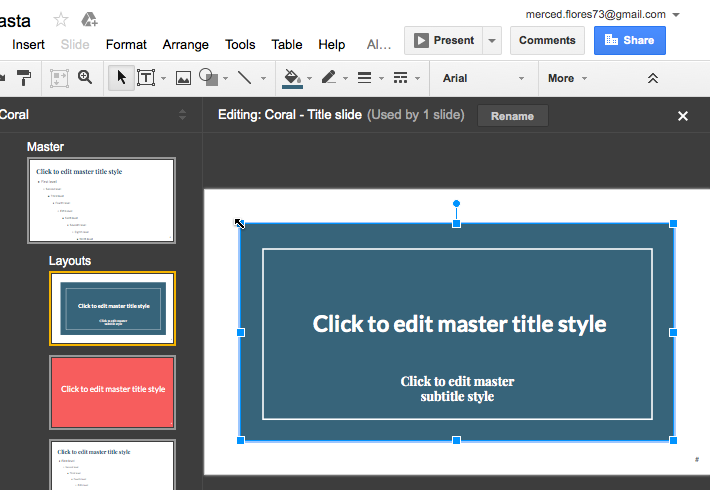 Modifying a slide layout