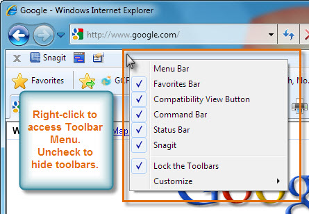 Toolbar Menu