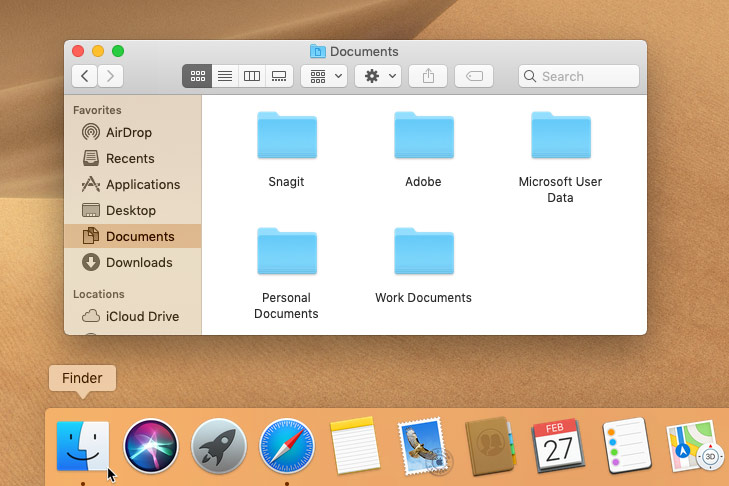 screenshot of opening Finder in macOS