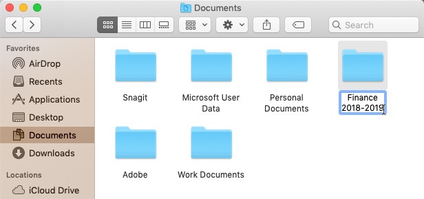 screenshot of renaming a folder