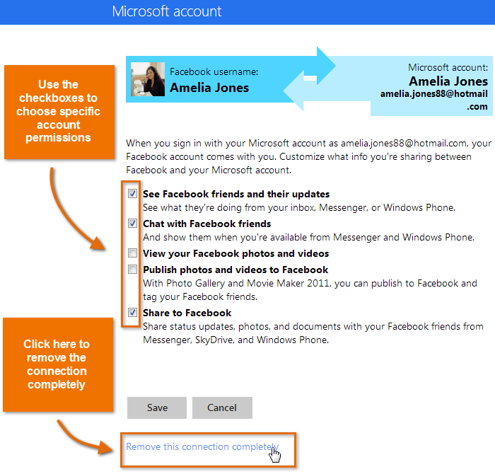 Screenshot of Microsoft account