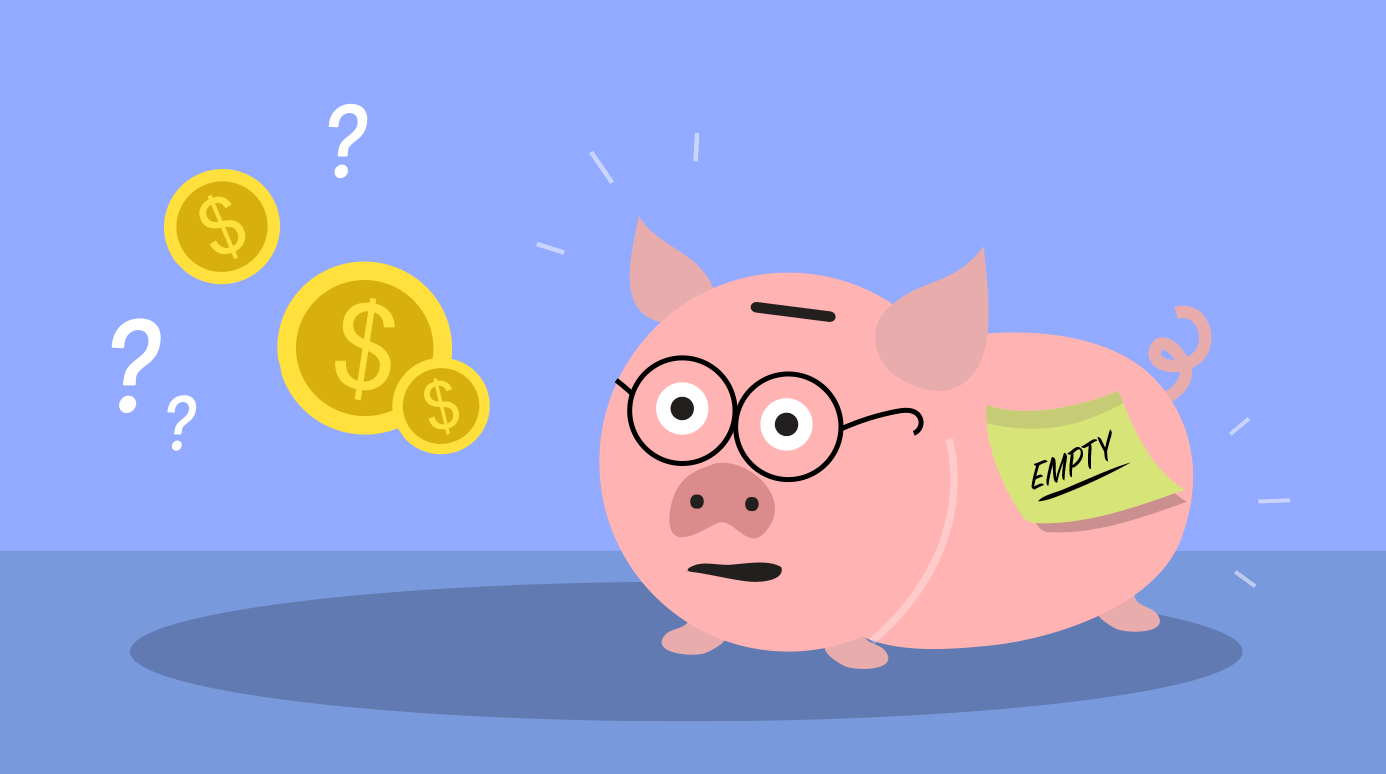 illustration of an empty piggy bank