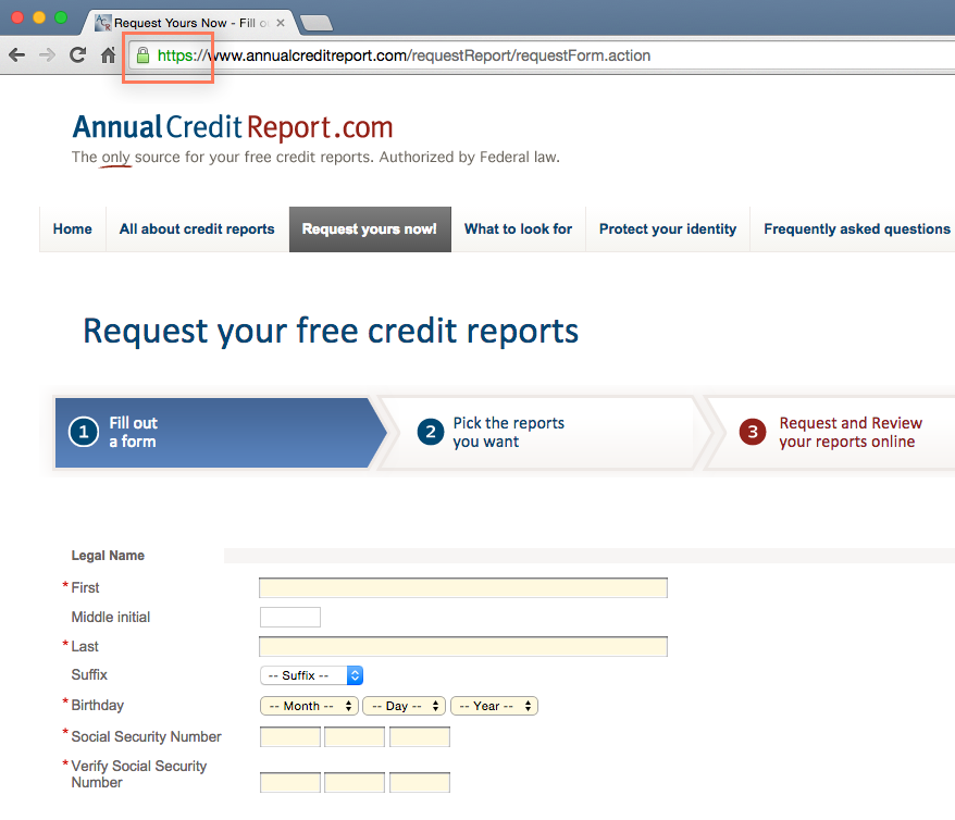 providing basic information to annualcreditreport.com