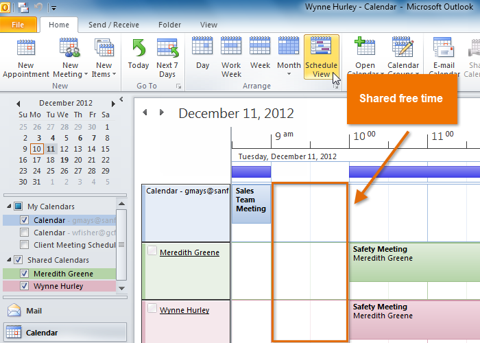 Screenshot of Microsoft Outlook 2010