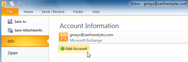 Screenshot of Microsoft Outlook 2010