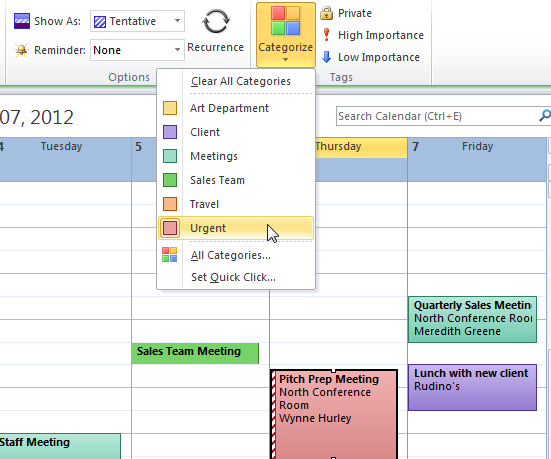 Screenshot of Microsoft Outlook 2010