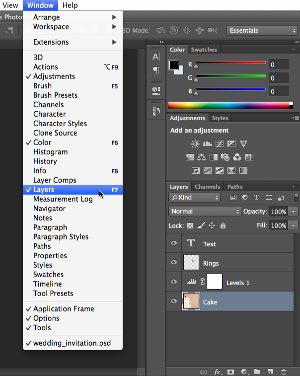 Screenshot of Adobe Photoshop CC