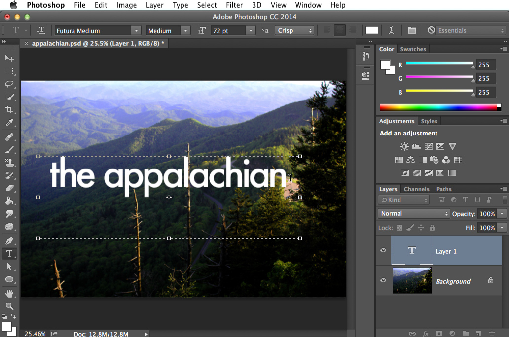 Screenshot of Adobe Photoshop CC