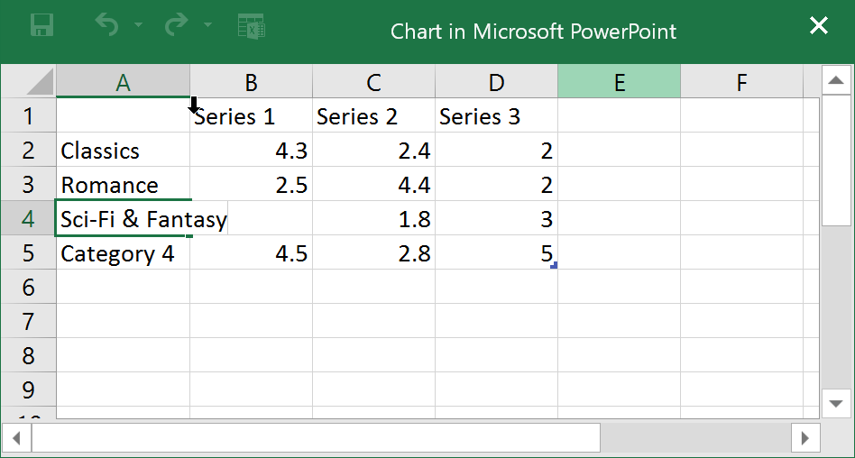 entering data into the worksheet