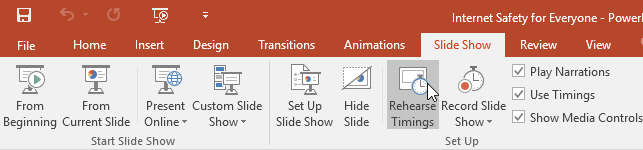 clicking the Rehearse Timings command