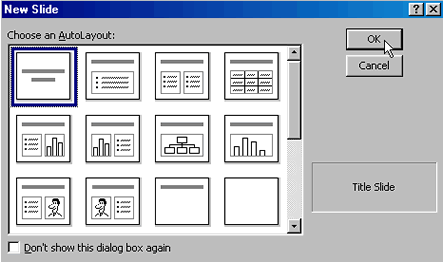 New Slide Dialog Box