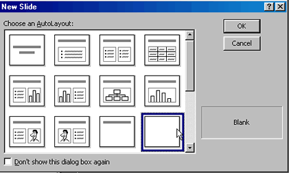 Blank Slide dialog box