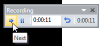 Navigating to the next slide using the Recording toolbar