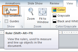 Showing the Ruler