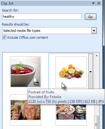 Selecting a Clip Art image