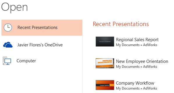 Screenshot of PowerPoint 2013