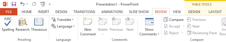 Screenshot of PowerPoint 2013